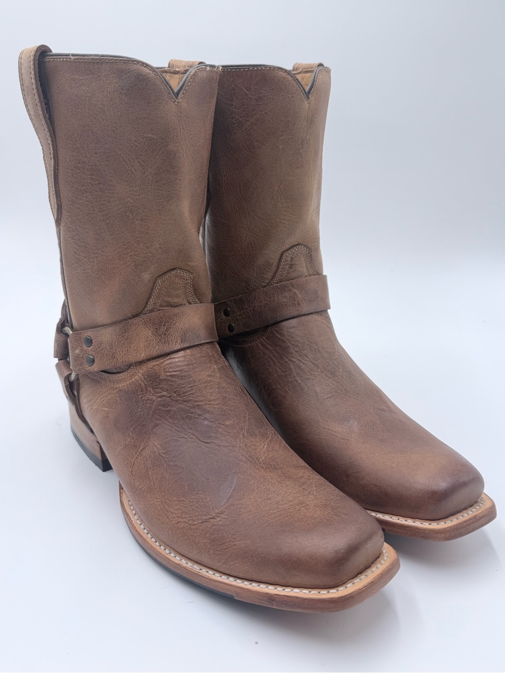 Men's Brown Western Harness Leather Boots